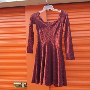 Lace Off Shoulder Burgundy Hollister dress